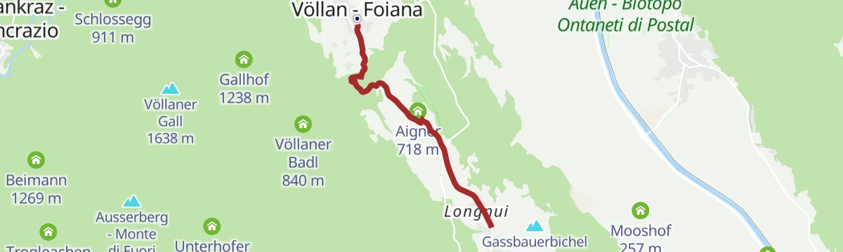 Route map: Foiana - Talmühle - Narano - Tesimo